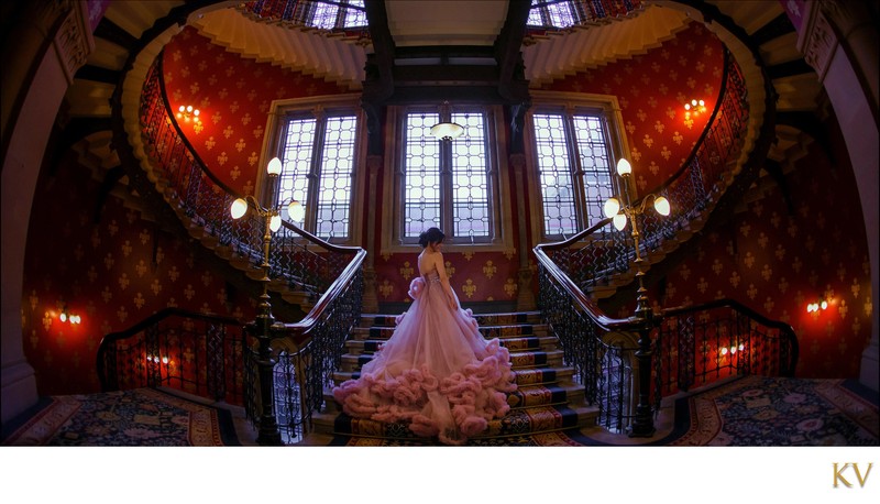 St. Pancras Renaissance Hotel London bride in pink