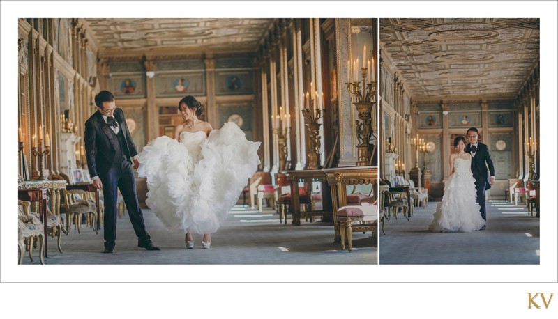 bride showing  off to groom Syon House London weddings