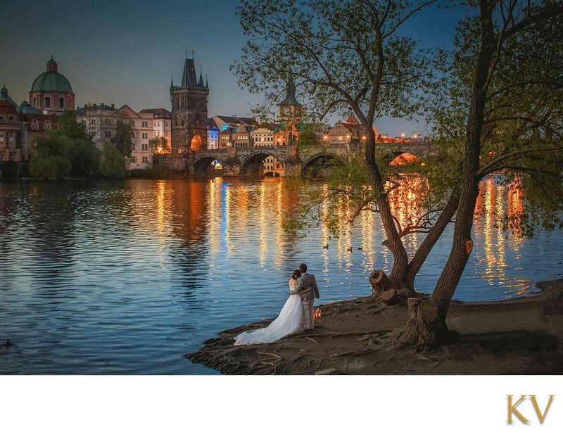 Lovers Watching Twilight Near Charles Bridge Lovers Watching Twilight Near Charles Bridge