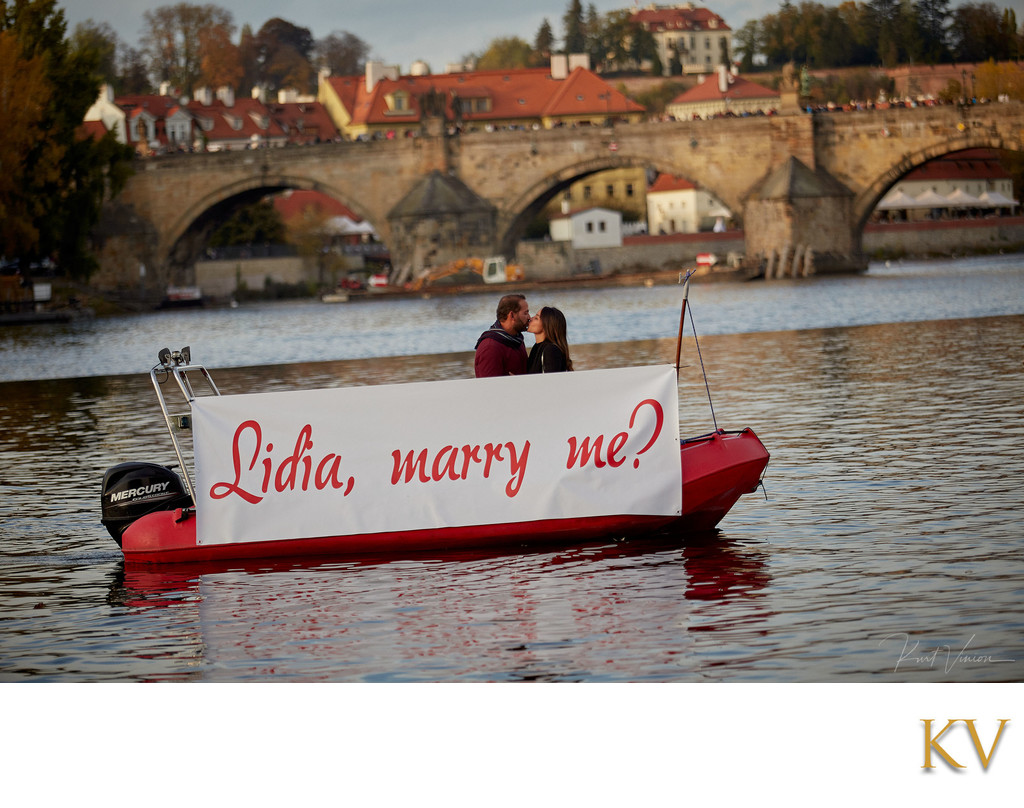  Riverside marriage proposal Prague Lidia & Hiram 4
