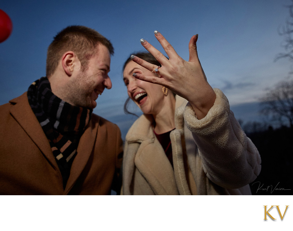 She said Yes - ring bling - Prague marriage proposal