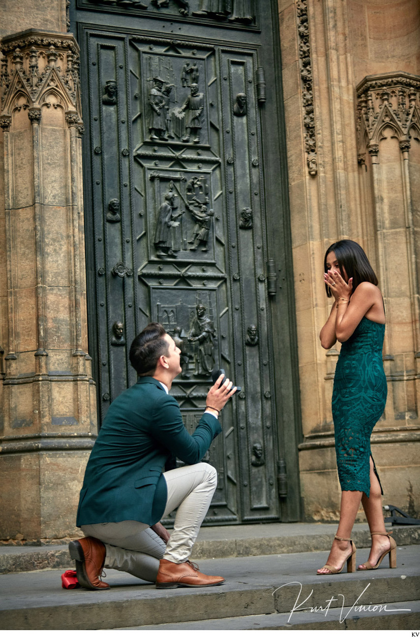 C&D marriage proposal Prague Castle St. Vitus Cathedral