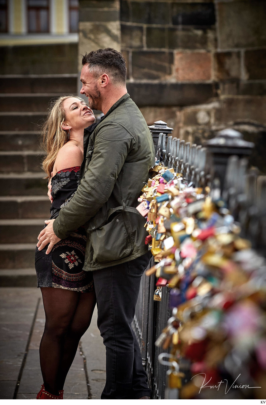 holding tight Prague marriage proposal