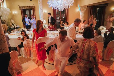 wedding guests dance at the Alchymist in Prague