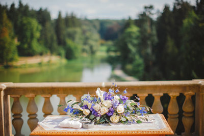 The table set up for a Pruhonice Castle wedding