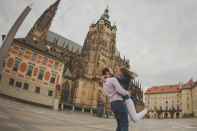 spinning her at Prague Castle Prague Love Story Photos