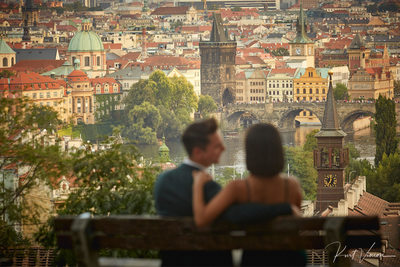 Prague marriage proposal: overlooking Prague