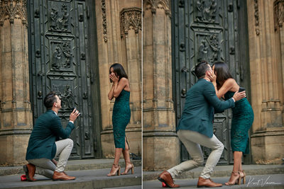 Prague marriage proposal: on his knee
