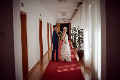 walking hand in hand I bride & groom I Vila Bled Slovenia