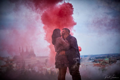 She said yes in a cloud of smoke Prague engagements