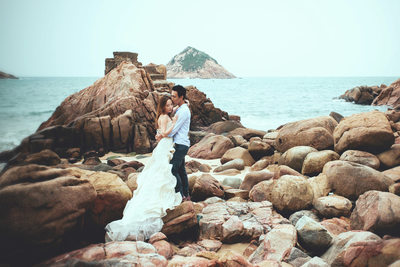 Hong Kong luxury pre weddings Berta Dress sexy couple