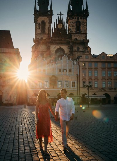 Walking with your bestie in Prague at sunrise
