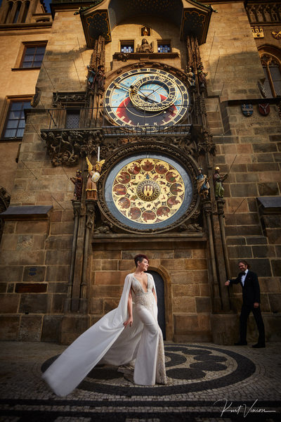Sherri and the Berta wedding dress Prague Anniversary 