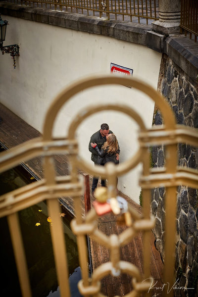 kissing at Prague Venice - marriage proposal