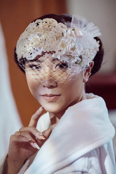 The bride and the bird cage veil