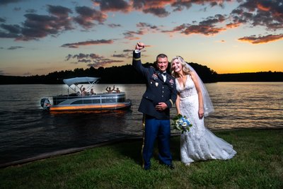 Proud soldier and his bride