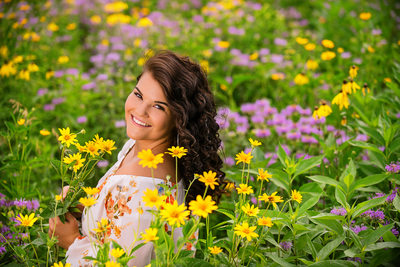 Senior Pictures in Field of Flowers Dubuque