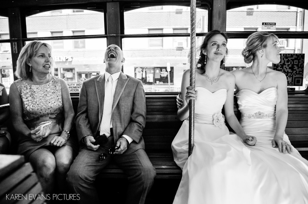 Columbus Wedding Photography on a Trolley