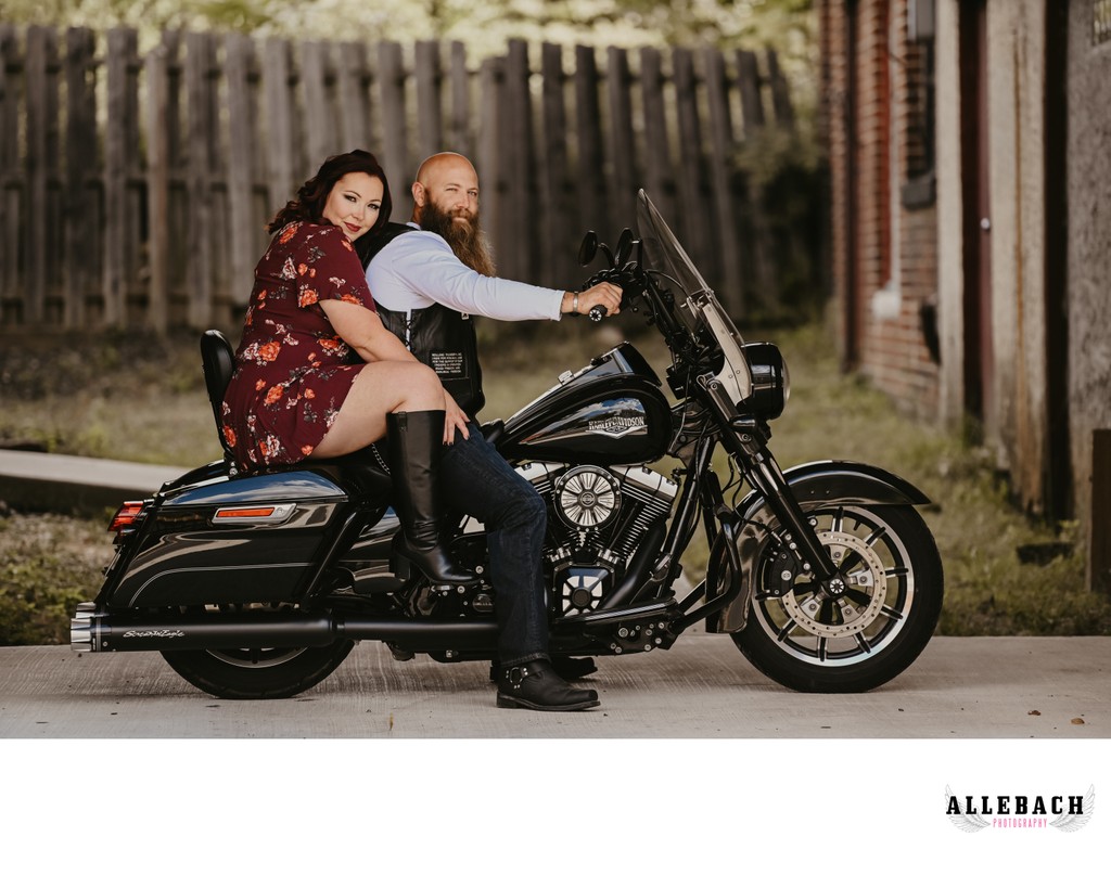 Wilmington Couples Anniversary Photoshoot on Motorcycle