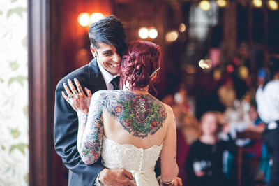Tattooed Bride and Groom Dancing