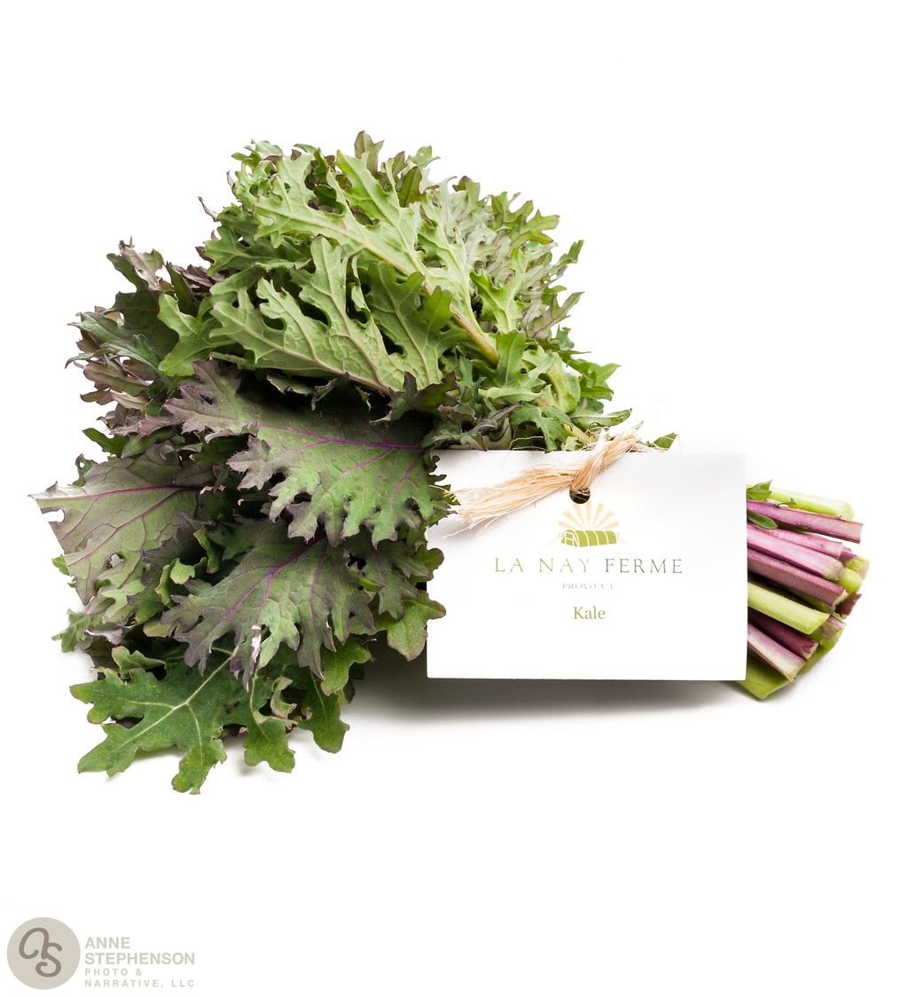 Purple kale bunch on white background