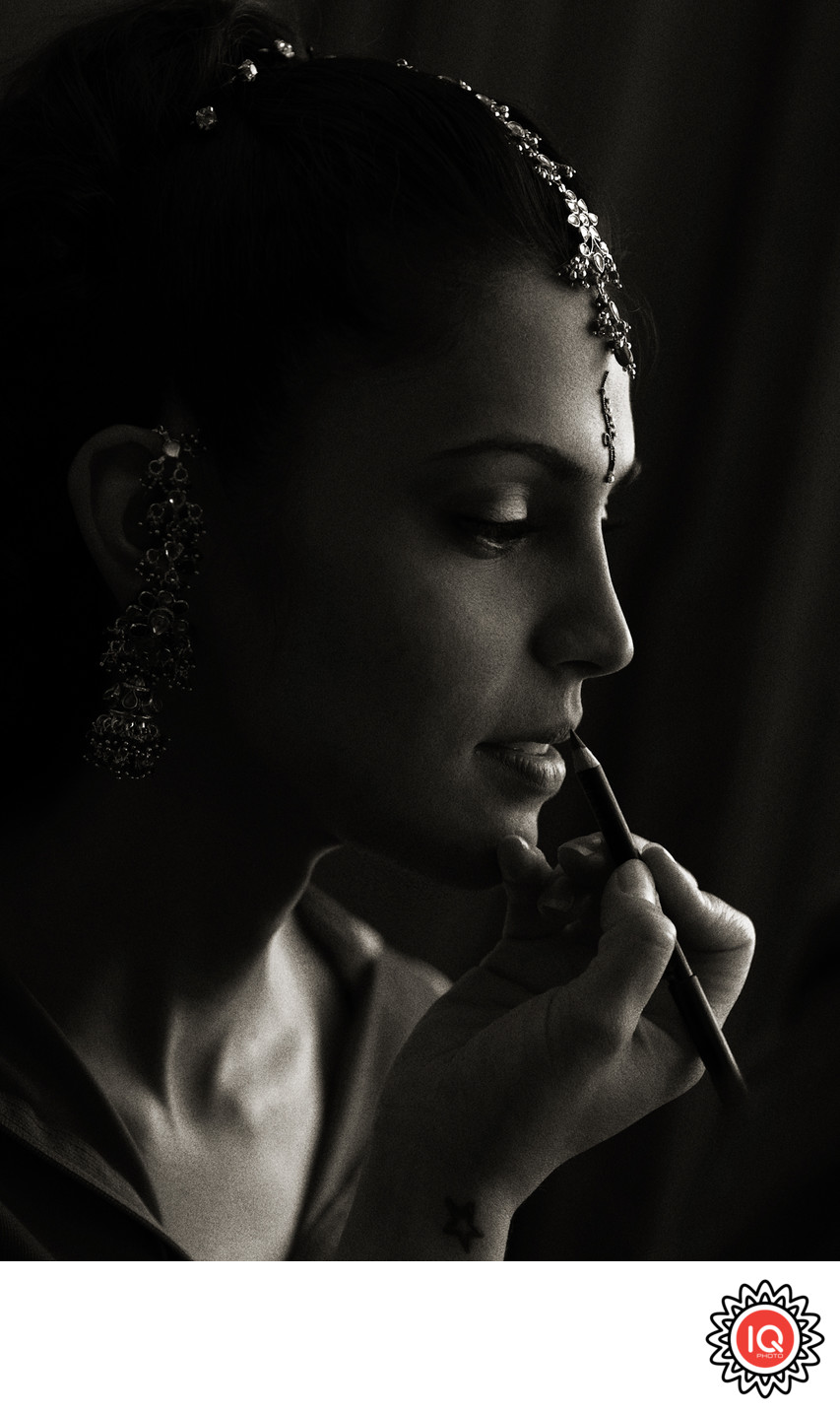 Black and White Portrait of an Indian Bride