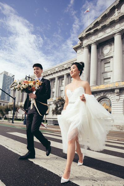 Bride and exiting City Hall