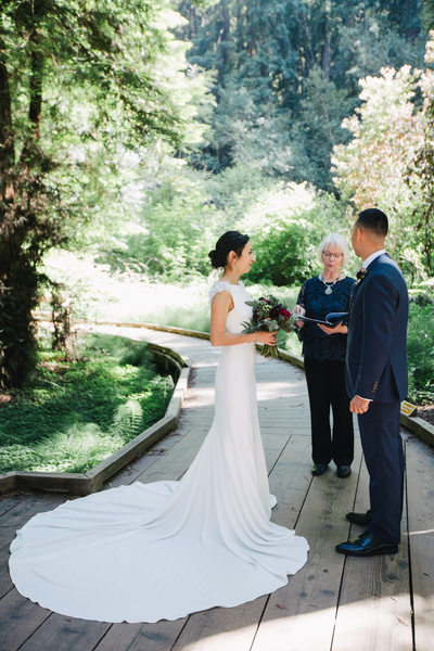 Couple and Officiant at Muir Woods