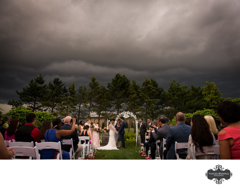 Ceremony Picture:  Storm Looming at Rockway Vineyard