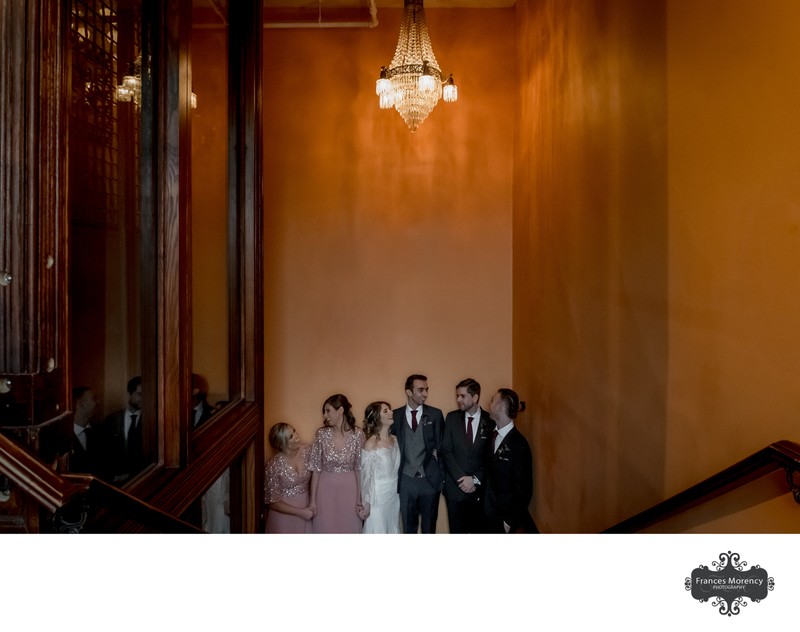 Wedding Party Orange Wall:  Toronto Wedding Photographer