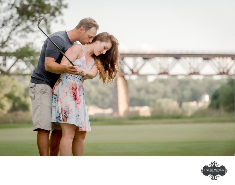 Couple Golfing During Engagement Photography