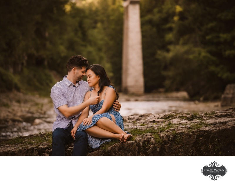 The Elora Gorge Bridge Engagement Portrait