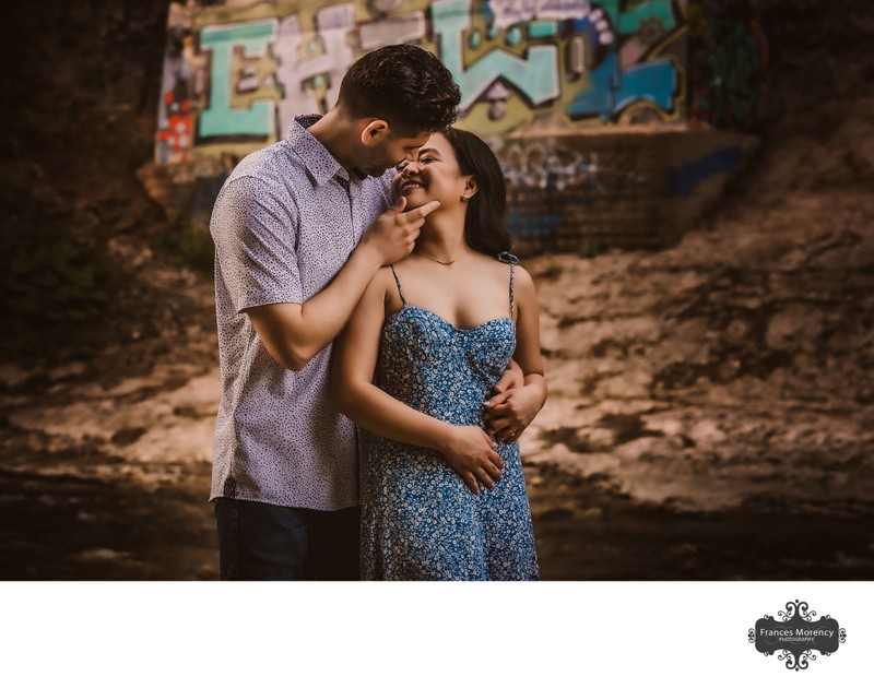 Grafitti Photos with Couple:  The Elora Gorge Engagement 