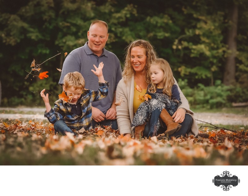 Family Playing in Leaves:  Tottenham Photographer