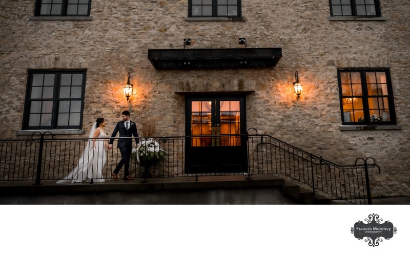 Night Photo at Elora Mill Hotel and Spa Wedding 