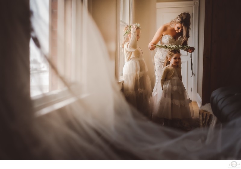 Bride Getting Ready with Flower Girls:  Barrie Photographer