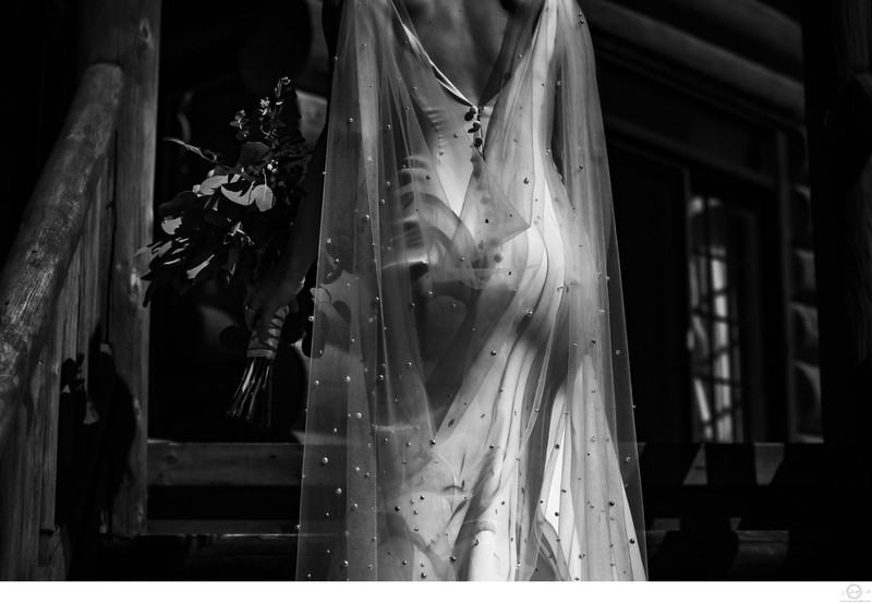Harsh Light Photo of Back of Brides Dress