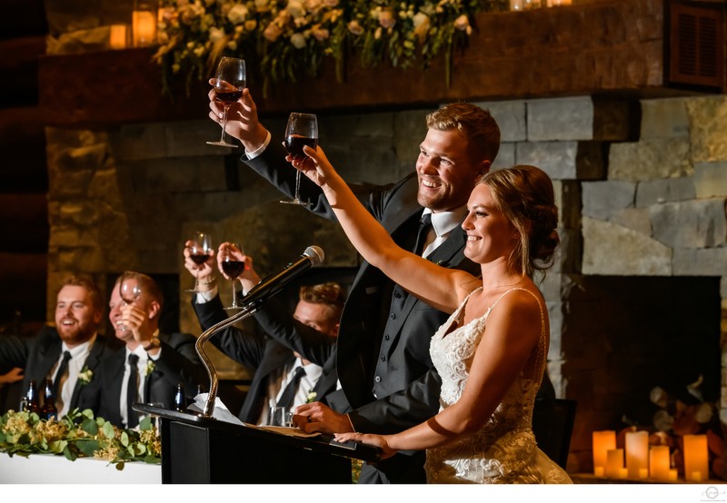 Bride Groom Cheers at Killarney Mountain Lodge Wedding