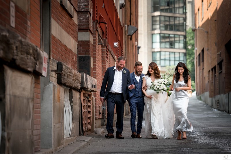 Wedding Party Photos in Toronto Alley