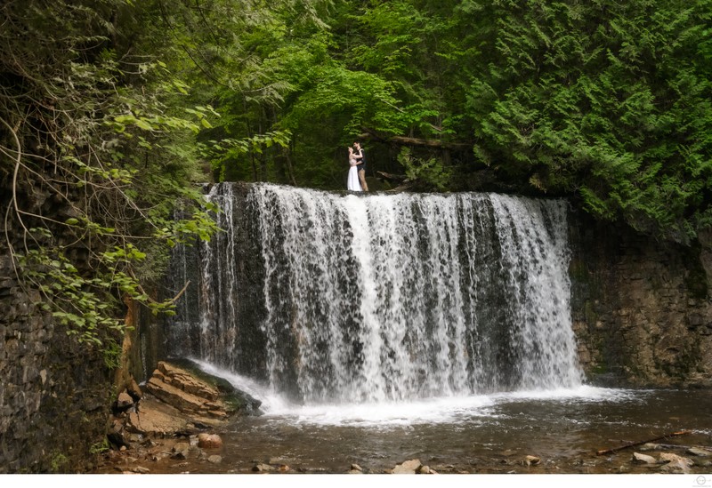 Hoggs Falls Engagement in The Waterfall