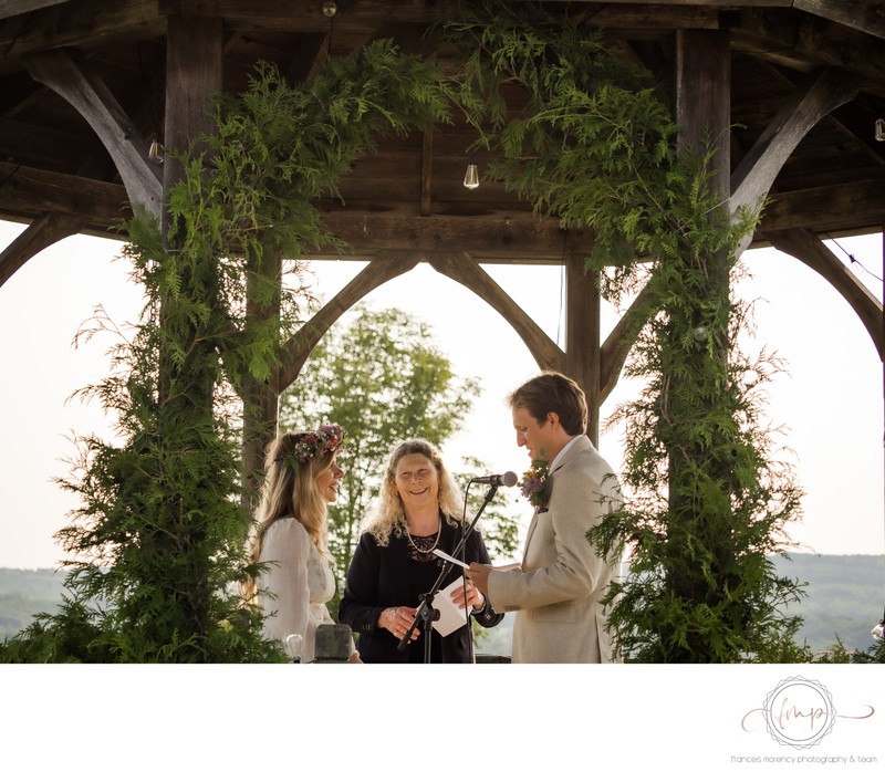 Golden Hour Wedding Ceremony in Backyard