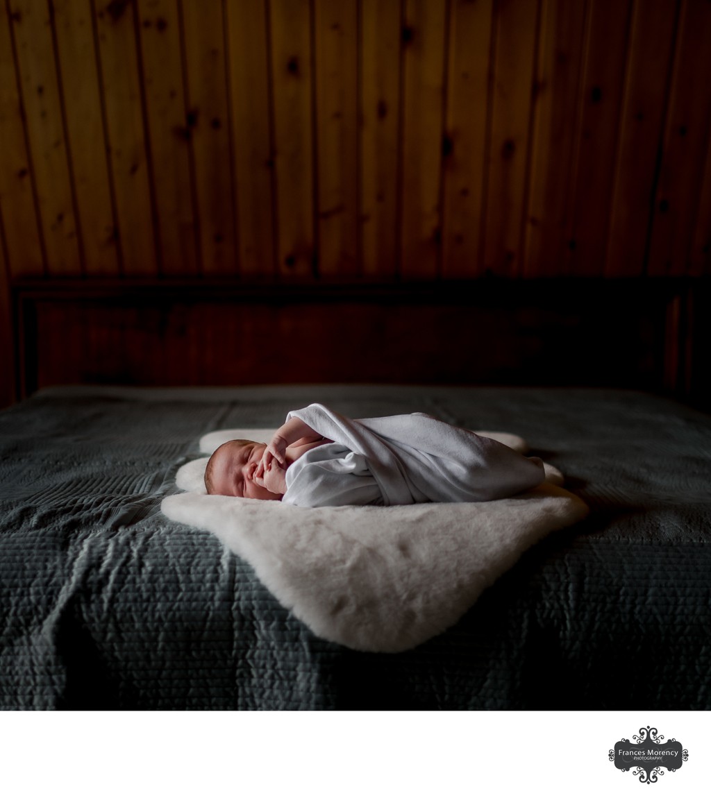 Newborn on Shag Rug:  Meaford Family Photographer