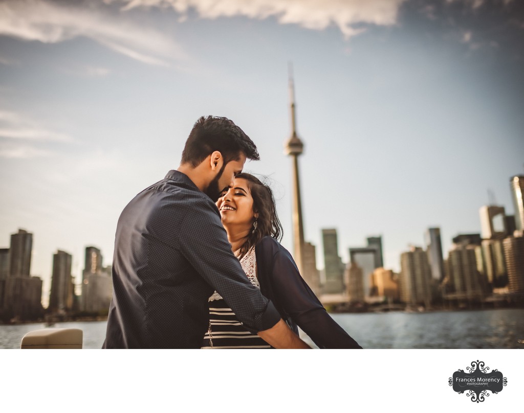Couple on Yacht:  Toronto Engagement Photographer