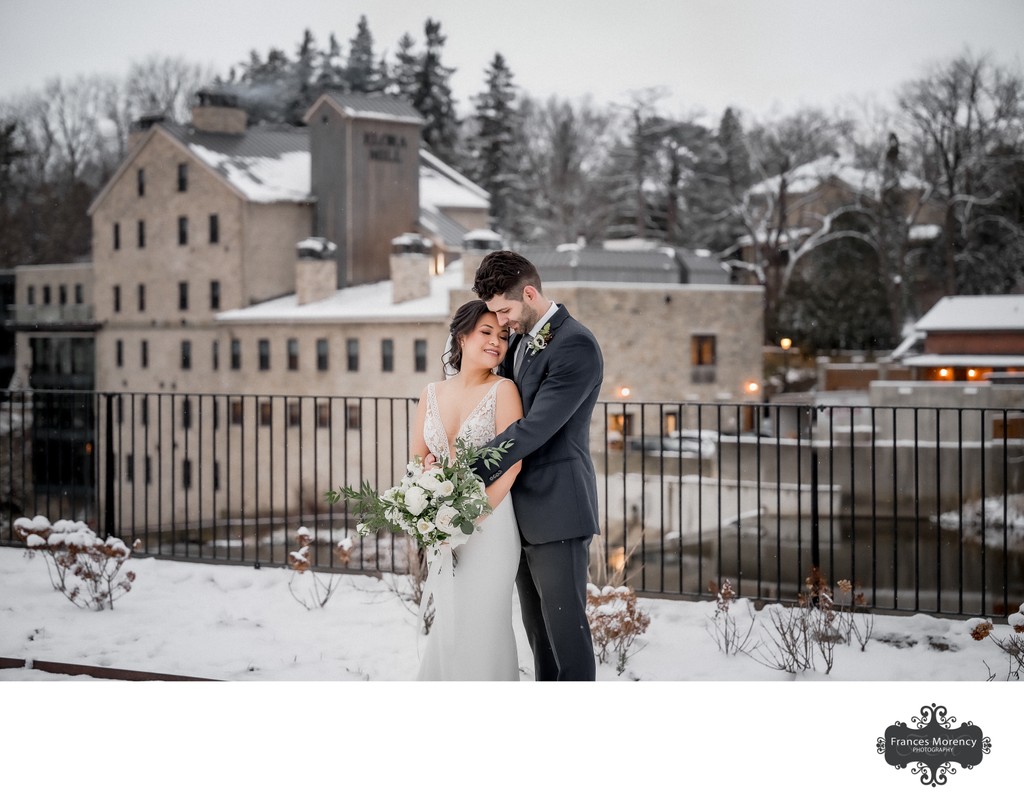 Elora Mill Hotel Winter Wedding Photos