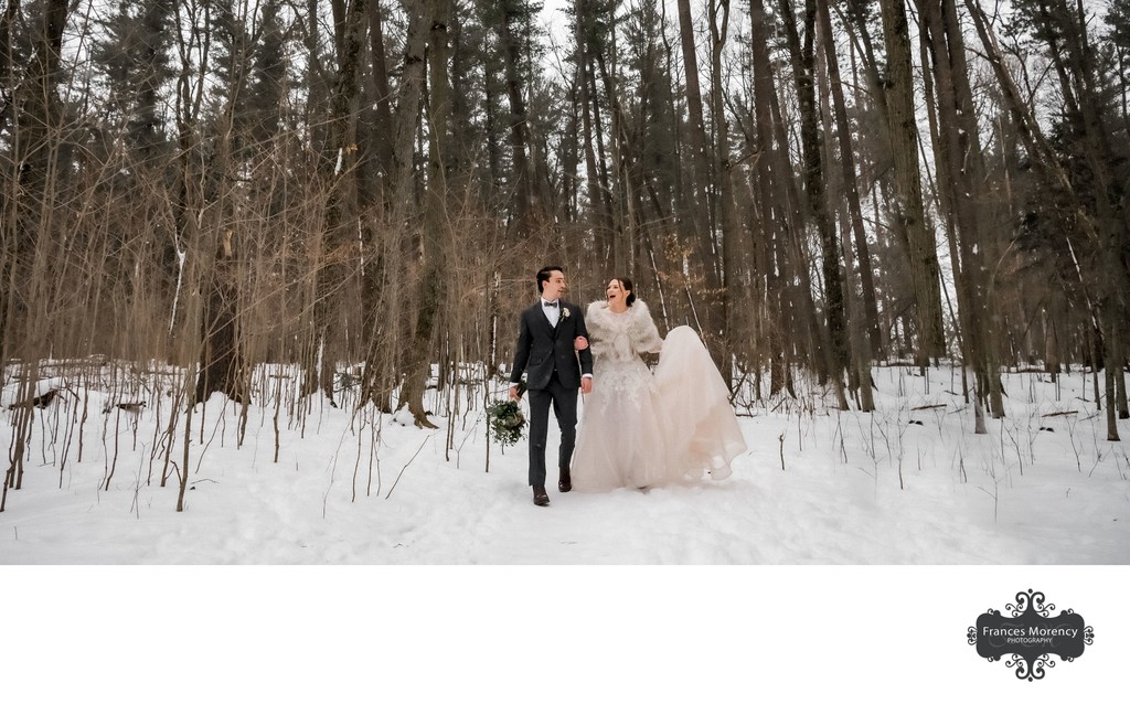 Winter Wedding Photos in Forest:  Alliston Photographer