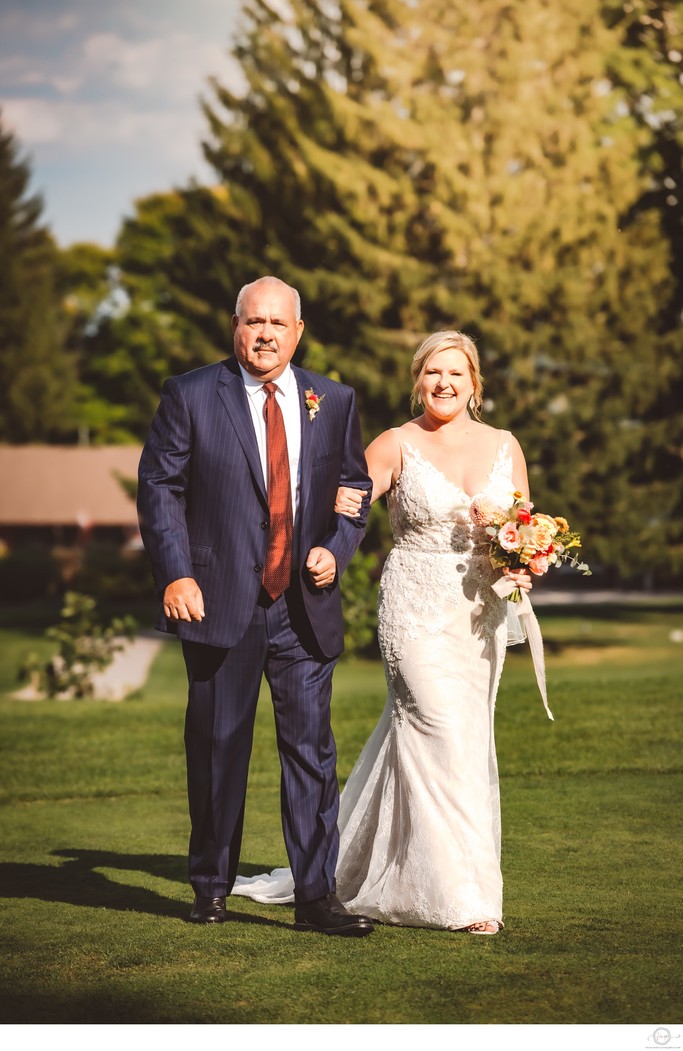 Father Daughter Walking Down the Aisle at Legacy Ridge Golf