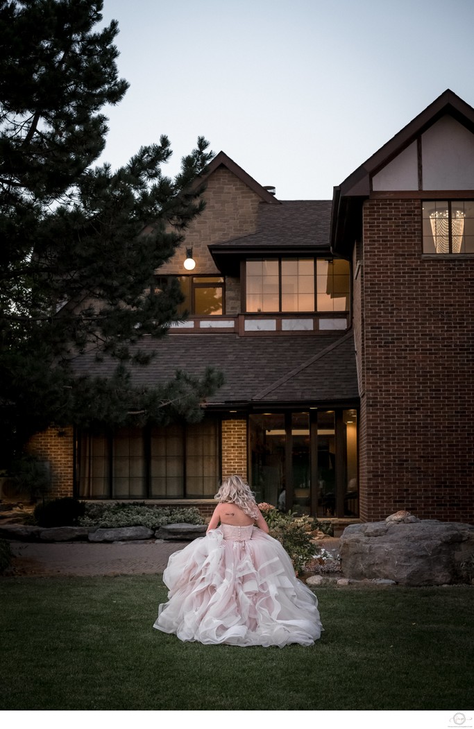 Bride Running in Ball Gown:  The Manor Wedding Photographer