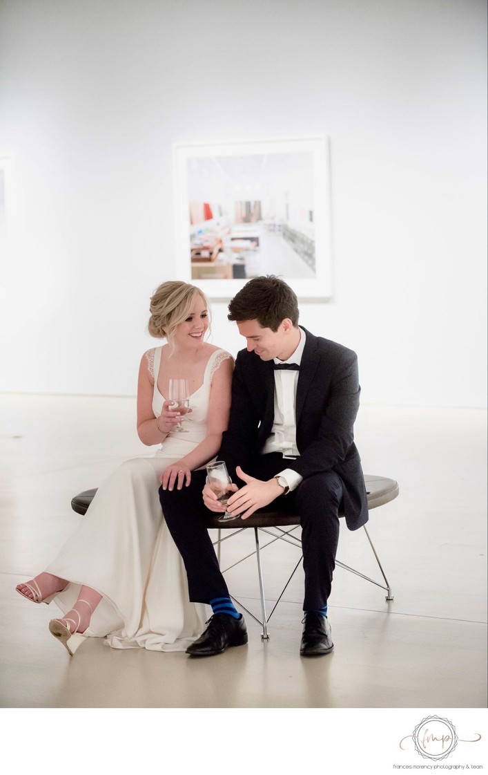 Art Gallery Wedding Photo with Couple