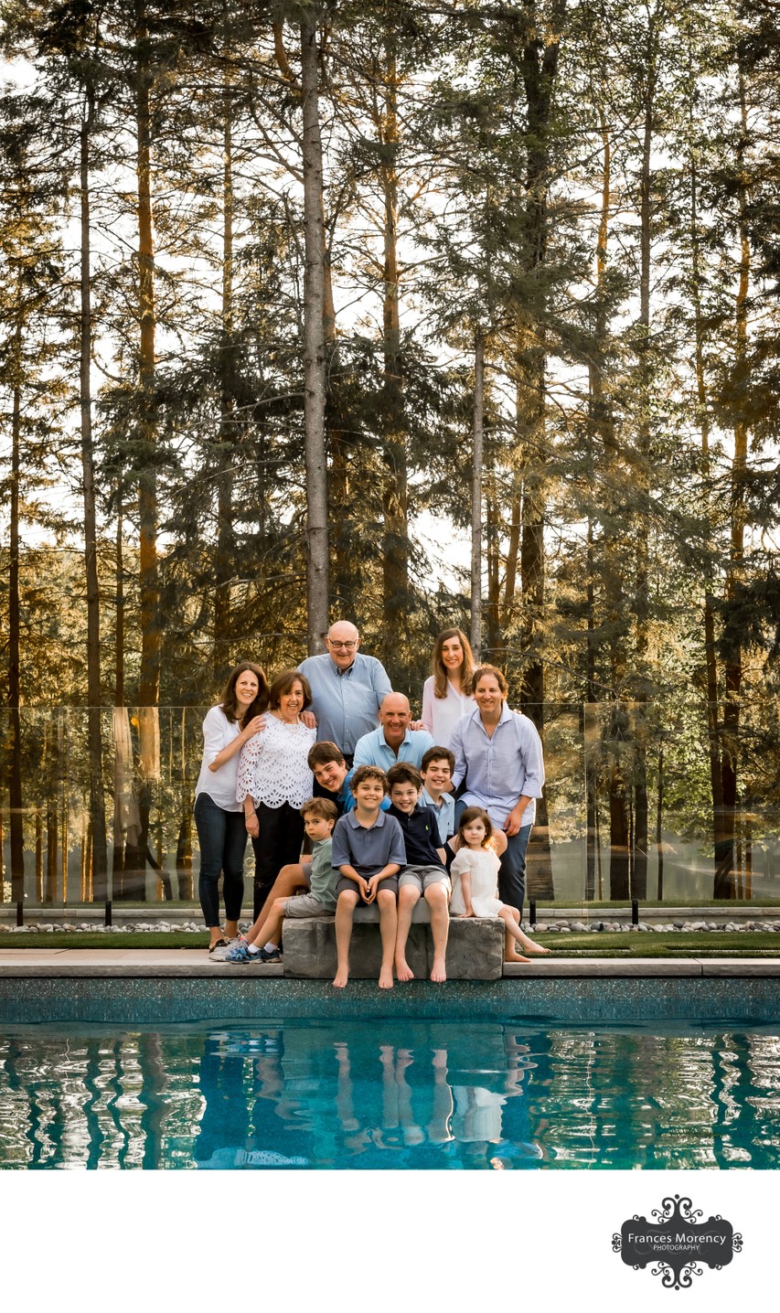 Family Portrait with the Pool at Home in Blue Mountain