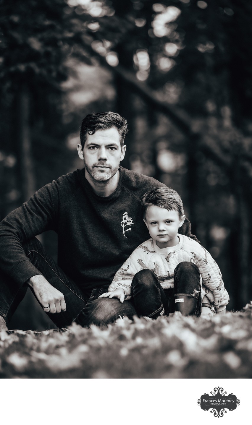 Father and Son in Leaves at Clarksburg Family Session